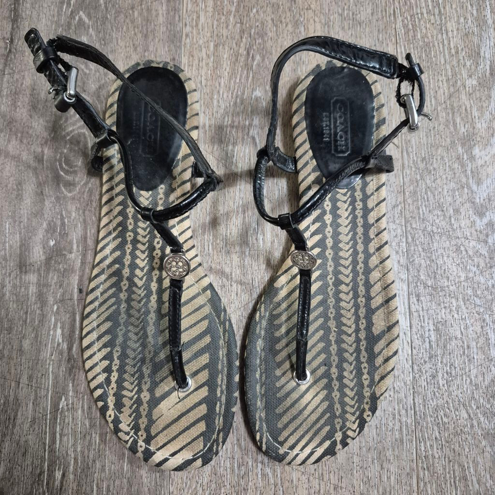 Women's Coach Sandals Size 7 Black and Beige